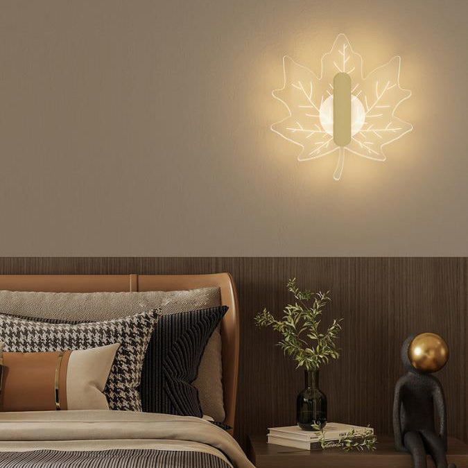 Modern Art Deco Acrylic Maple Leaf Shape LED Creative Wall Sconce Lamp