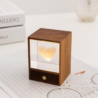 Kreative Holzkiste LED-Nachtlicht Dekorative Note Dimmbare Tischlampe