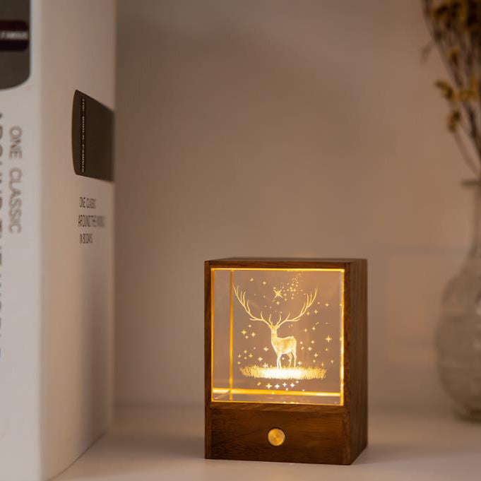 Kreative Holzkiste LED-Nachtlicht Dekorative Note Dimmbare Tischlampe