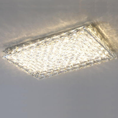 Modern Luxury Crystal Square LED Flush Mount Ceiling Light