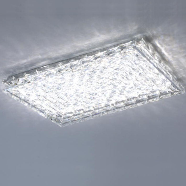 Modern Luxury Crystal Square LED Flush Mount Ceiling Light