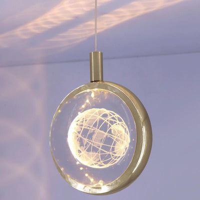 Lampe suspendue LED multi-styles en boule de cristal tridimensionnelle créative 