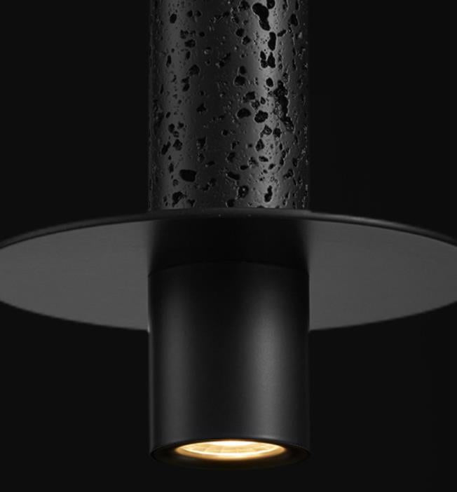 Modern Travertine Black Shade LED Pendant Light