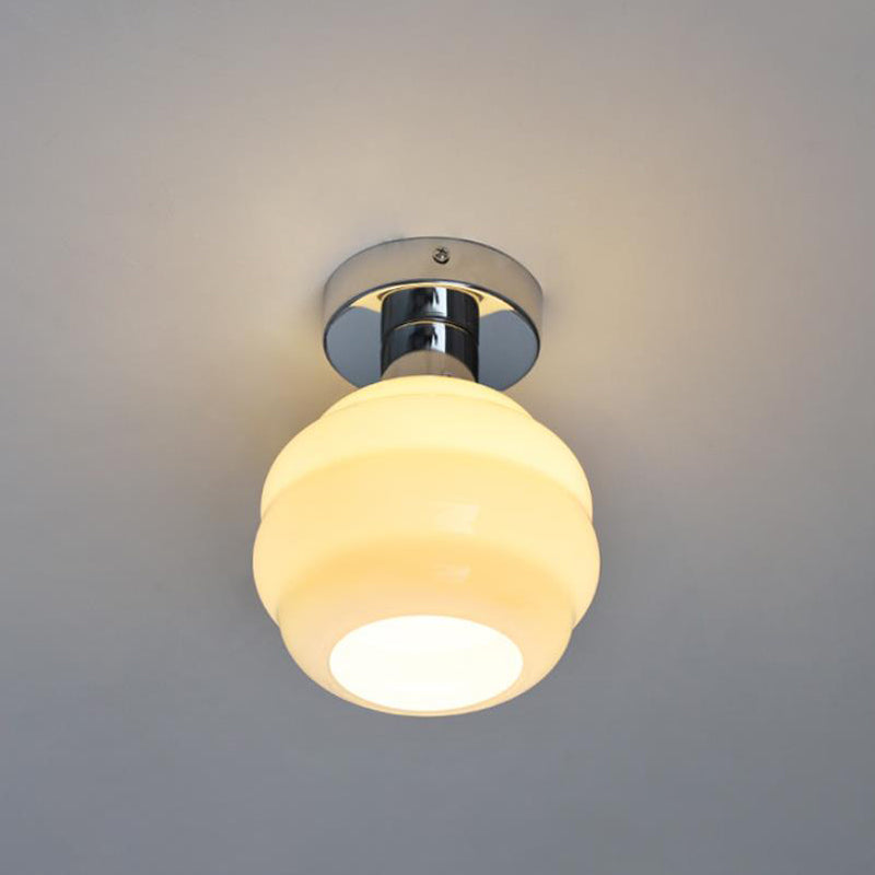 Nordic Retro Glass Spiral Spherical 1-Light Flush Mount Light