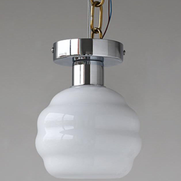 Nordic Retro Glass Spiral Spherical 1-Light Flush Mount Light