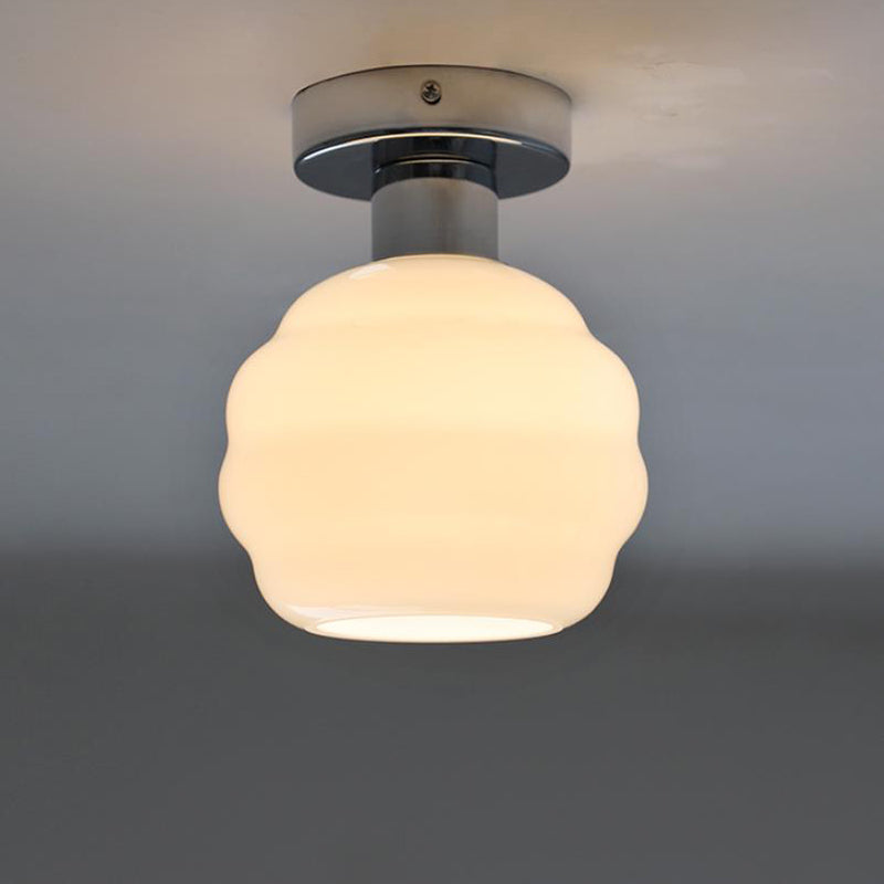 Nordic Retro Glass Spiral Spherical 1-Light Flush Mount Light