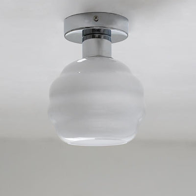 Nordic Retro Glass Spiral Spherical 1-Light Flush Mount Light