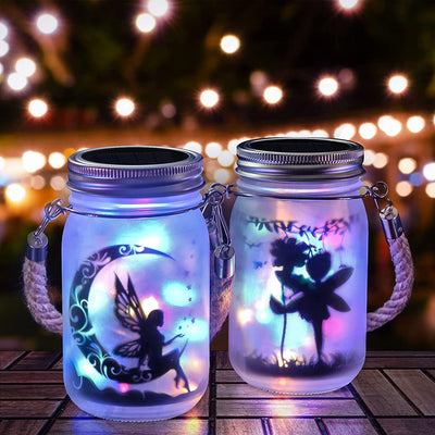 Solar Creative Fairy Frosted Glass Jar LED Outdoor Light