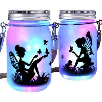 Solar Creative Fairy Frosted Glass Jar LED Outdoor Light