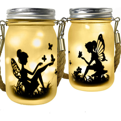 Solar Creative Fairy Frosted Glass Jar LED Outdoor Light