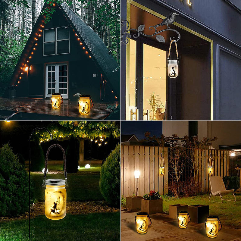 Solar Creative Fairy Frosted Glass Jar LED Outdoor Light