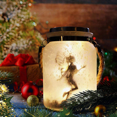 Solar Creative Fairy Frosted Glass Jar LED Outdoor Light