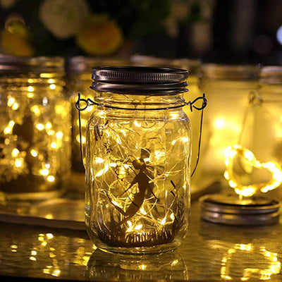 Solar Creative Fairy Frosted Glass Jar LED Outdoor Light