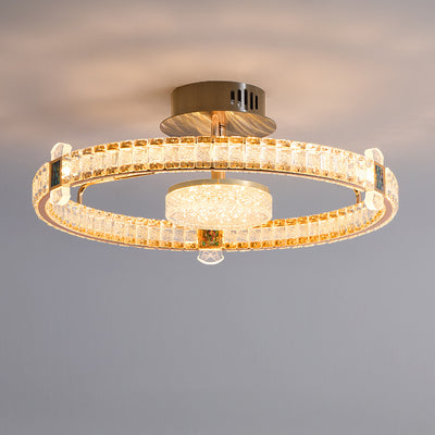 Light Luxury Minimalist Crystal Ring LED Flush Mount Light