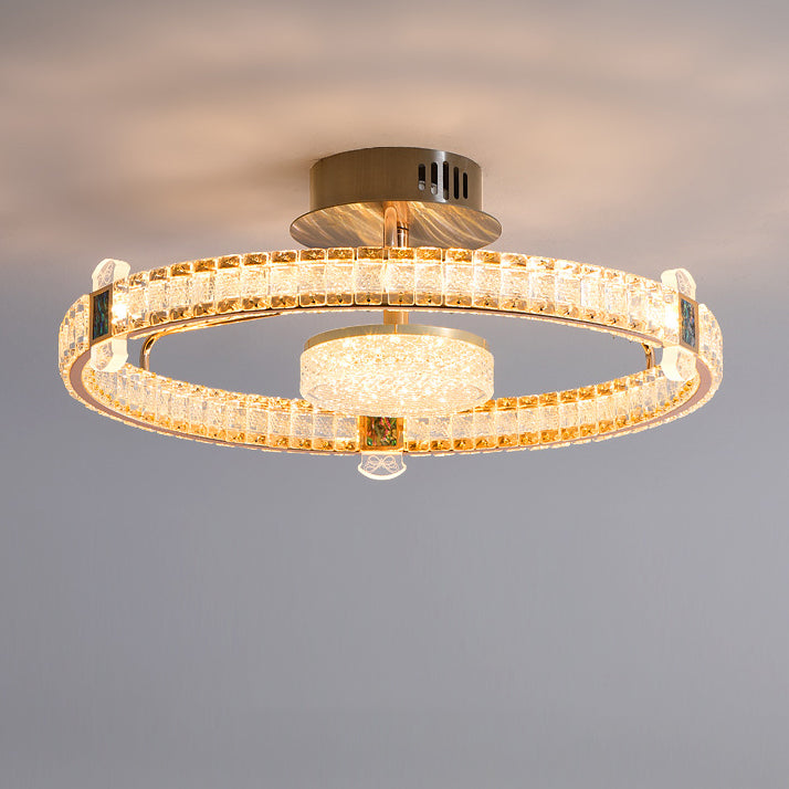 Light Luxury Minimalist Crystal Ring LED Flush Mount Light