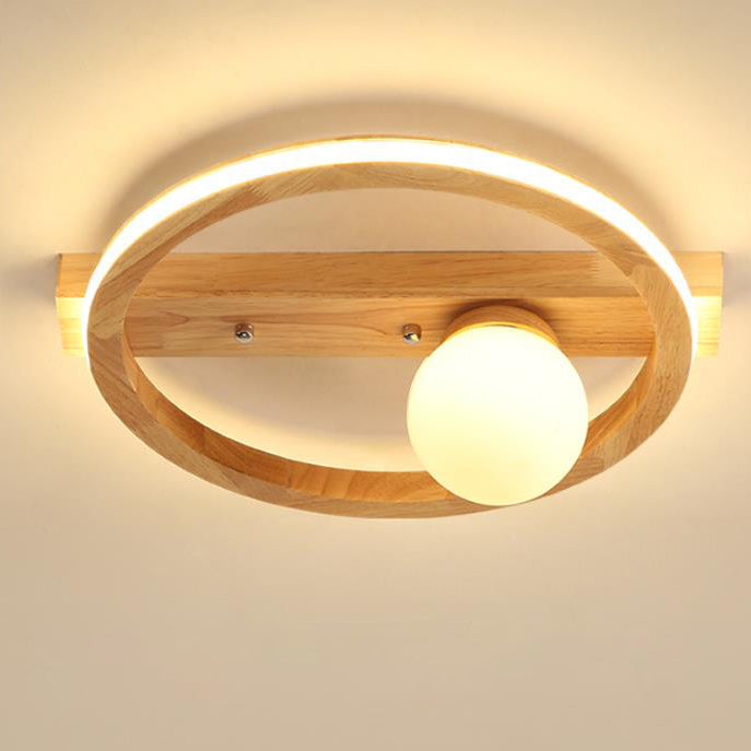 Nordic Simple Wooden Round LED Flush Mount Light