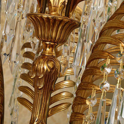Lampe de table de luxe à 6 lumières, design d'arbre en cristal et d'ange, vintage, français, en laiton 