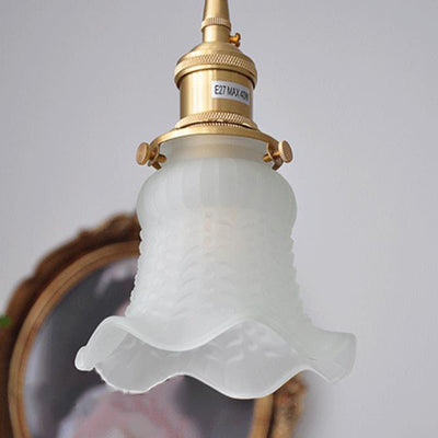 Vintage Japanese Glass Petunia 1-Light Pendant Light