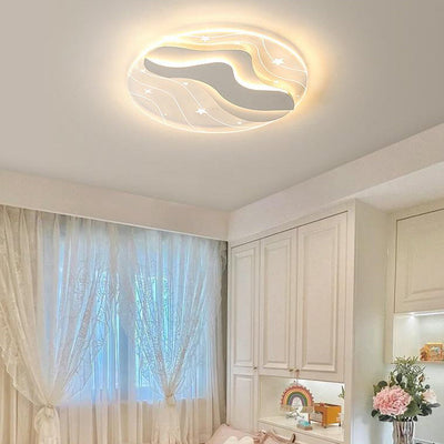 Modern Minimalist Round Starry Sky Effect LED Slim Flush Mount Ceiling Light