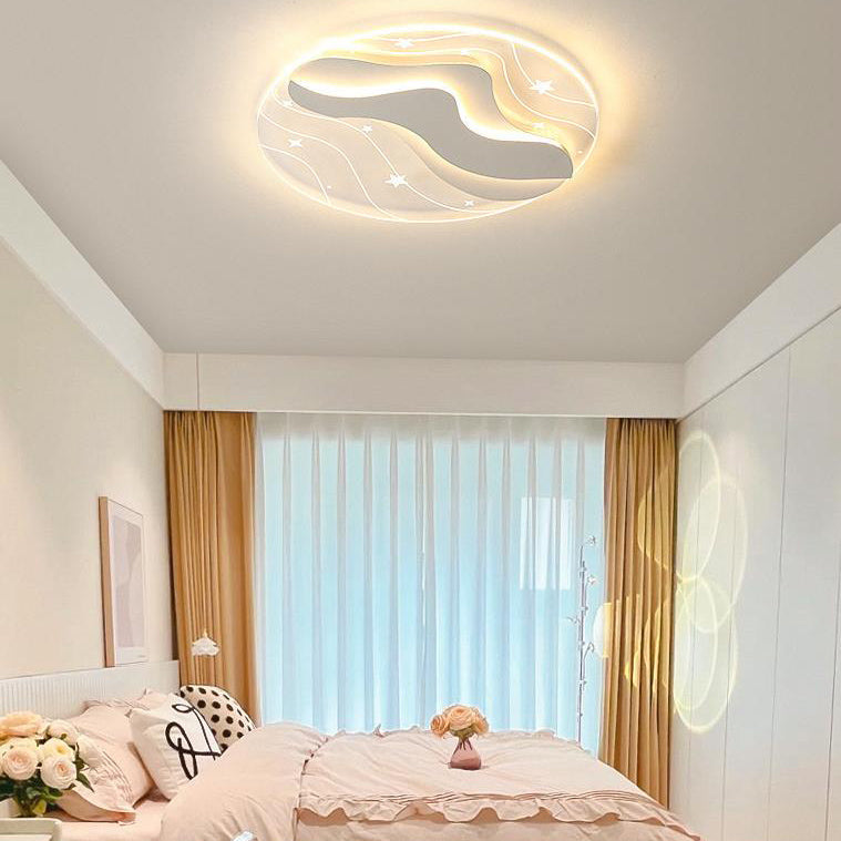 Modern Minimalist Round Starry Sky Effect LED Slim Flush Mount Ceiling Light