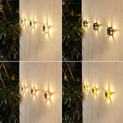 Pentagramme solaire jardin LED étanche lumière extérieure applique murale lampe 