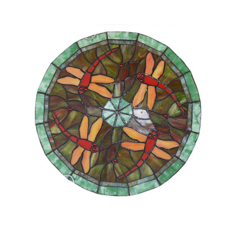 European Style Tiffany Dragonfly Stained Glass LED Flush Mount Lighting