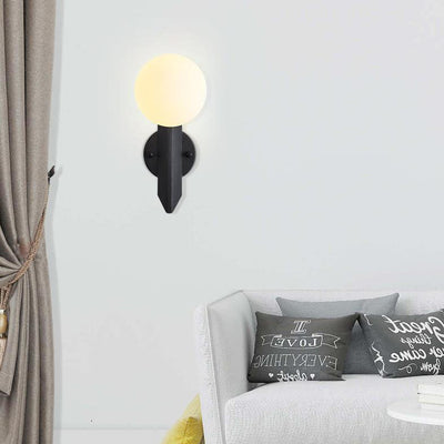 Modern Minimalist Round Ball Glass Metal Straight Arm 1-Light Wall Sconce Lamp