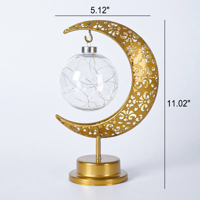 Muslim Festival Iron Moon Light Orb LED Decorative Table Lamp