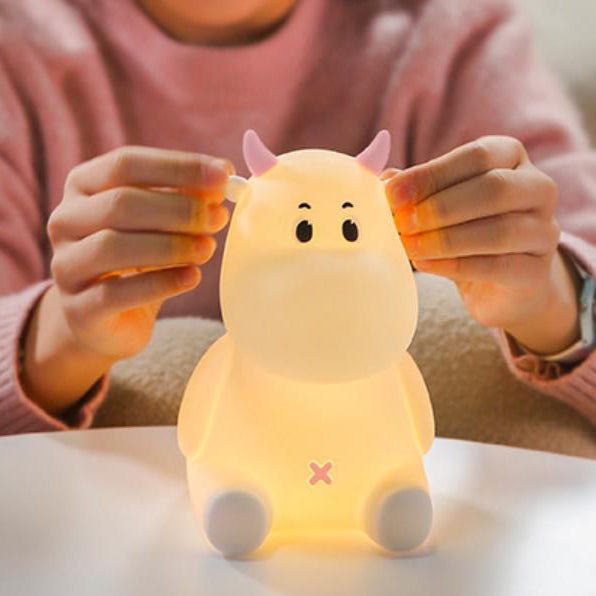 Modern Creative Cute Cow Silicone USB Rechargeable Pat Night Light Table Lamp