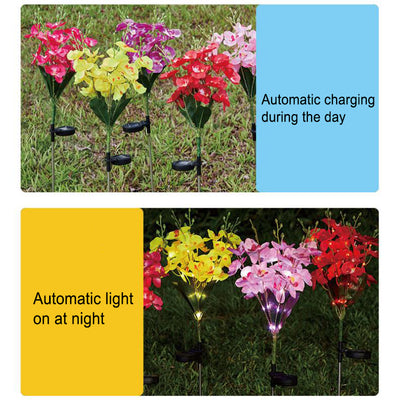 Modern Creative Simulation Phalaenopsis Solar LED Outdoor Patio Lawn Ground Insert Landscape Light