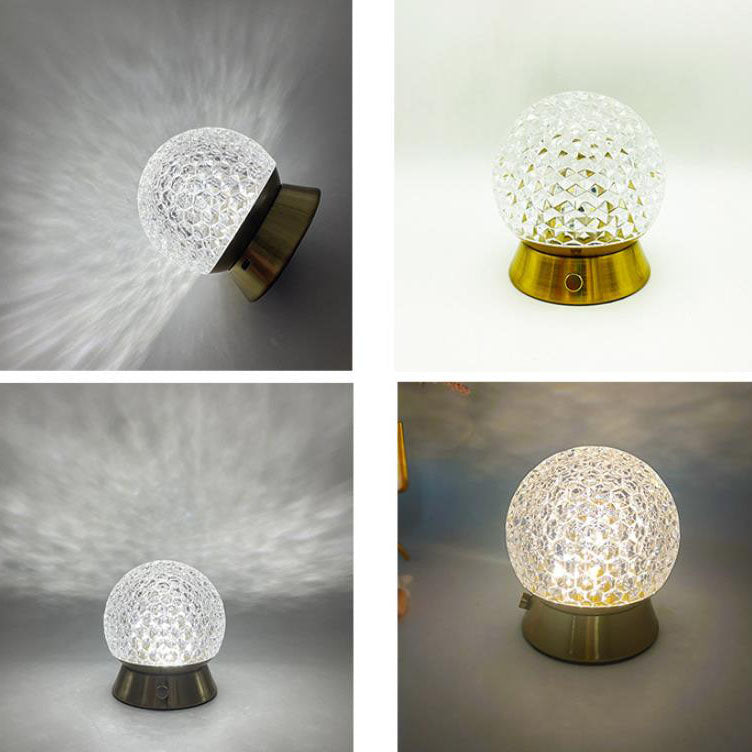 Modern Light Luxury Round Ball Iron Acrylic USB LED Ambient Table Lamp