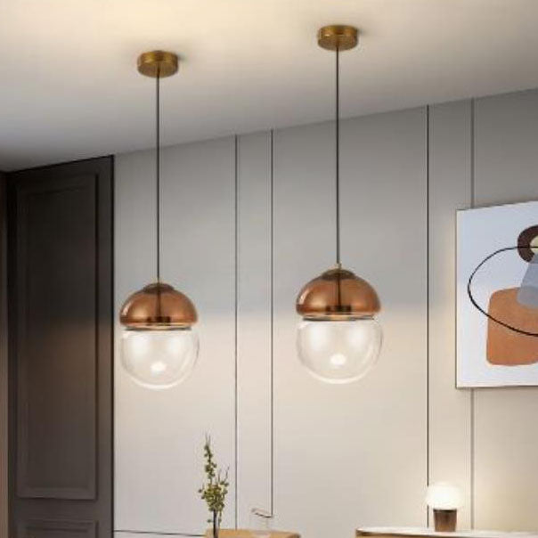 Lumière minimaliste moderne de luxe ovale en verre clair LED suspension 