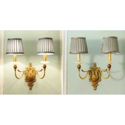 European Luxury Fabric Brass Carved 1/2 Light Wall Sconce Lamp