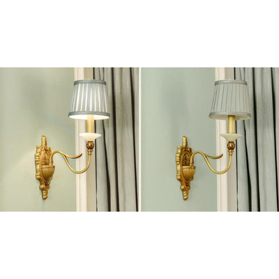 European Luxury Fabric Brass Carved 1/2 Light Wall Sconce Lamp