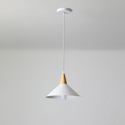 Japanese Simplicity Log Cone Iron 1-Light Pendant Light