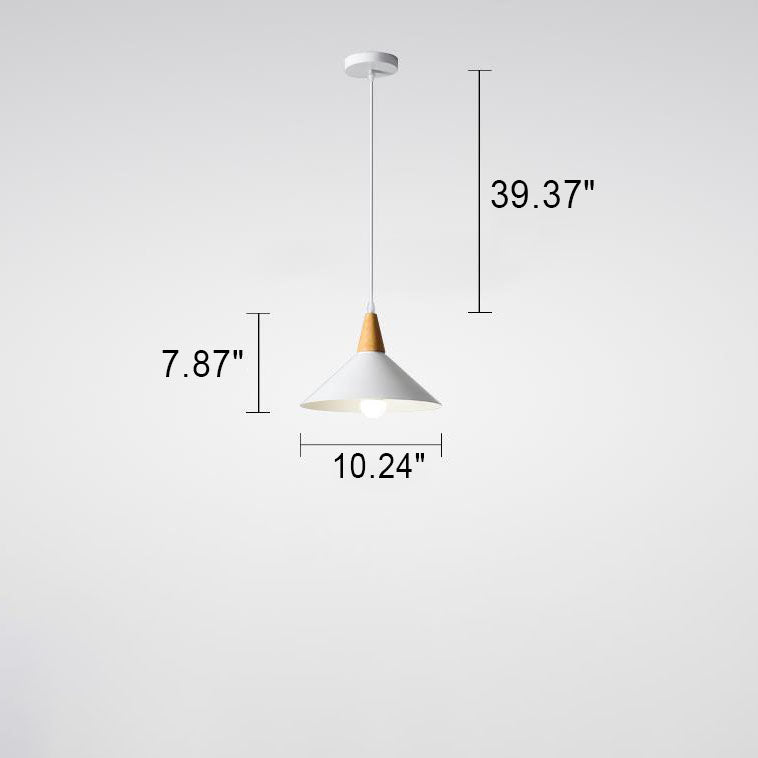 Japanese Simplicity Log Cone Iron 1-Light Pendant Light