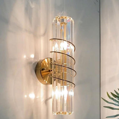 Nordic Light Luxury Crystal Column 2-Light Wall Sconce Lamp