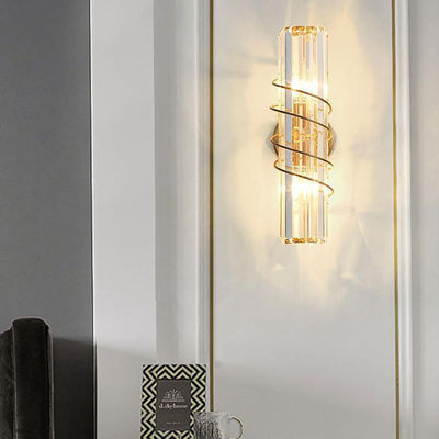 Nordic Light Luxury Crystal Column 2-Light Wall Sconce Lamp