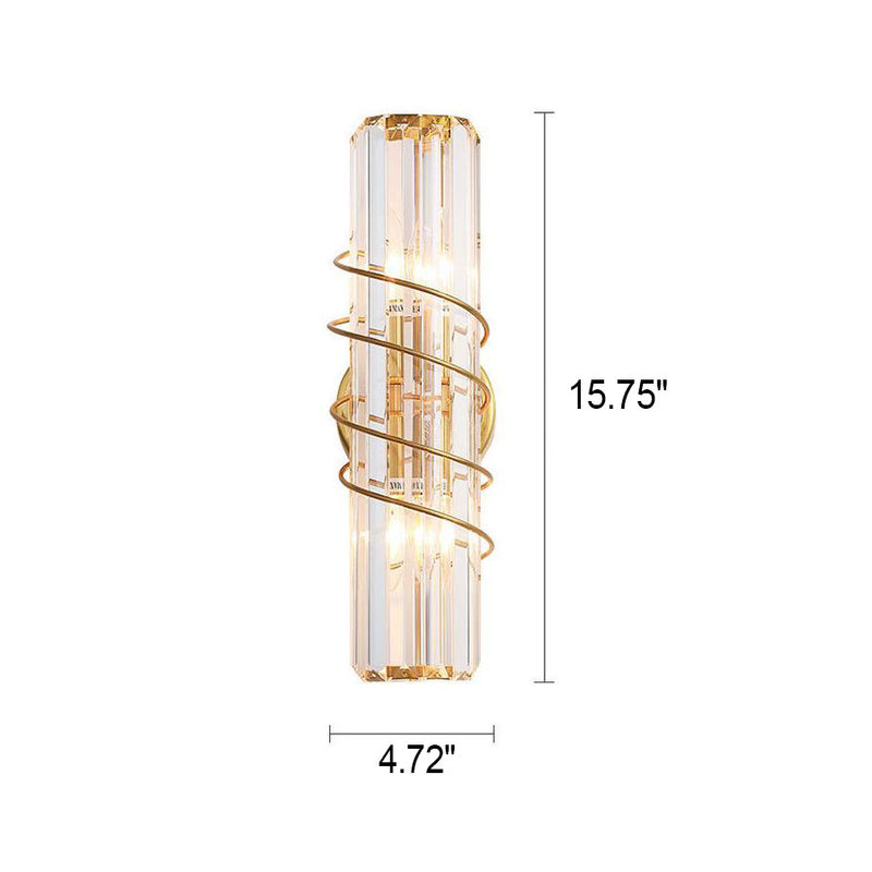 Nordic Light Luxury Crystal Column 2-Light Wall Sconce Lamp