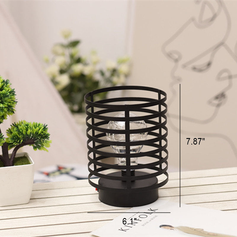 Lampe de Table créative Simple à colonne ronde en fer LED avec batterie 