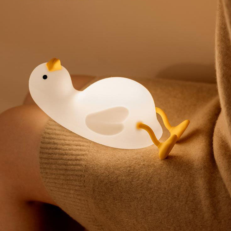 Lampe de table créative et mignonne en forme de canard en silicone USB LED