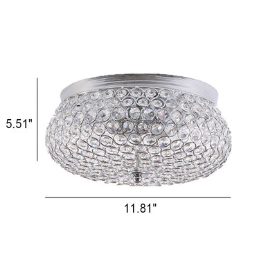 European Luxury Crystal Round Drum 2-Licht-Unterputz-Deckenleuchte