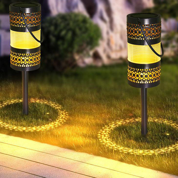 Outdoor Solar Hollow Cylinder Lantern Ground Insert LED Garden Landscape Light