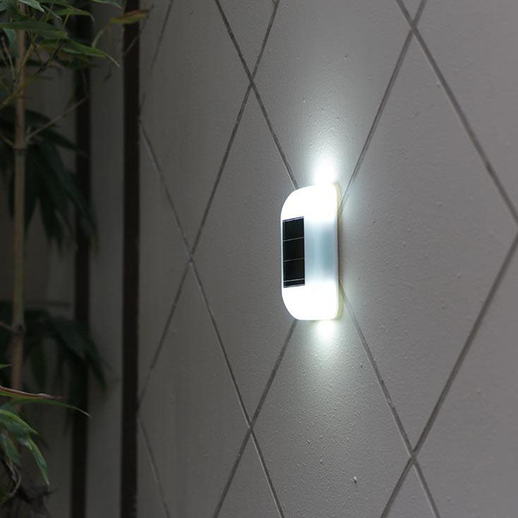 Solar Outdoor Waterproof White Square LED Patio Wall Sconce Lamp