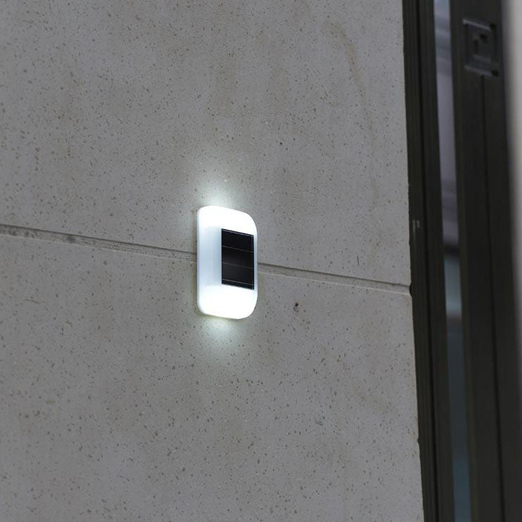 Solar Outdoor Waterproof White Square LED Patio Wall Sconce Lamp