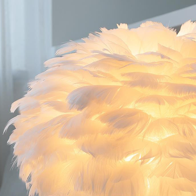 Lampe de table à 1 lumière avec base en céramique et plume minimaliste nordique 