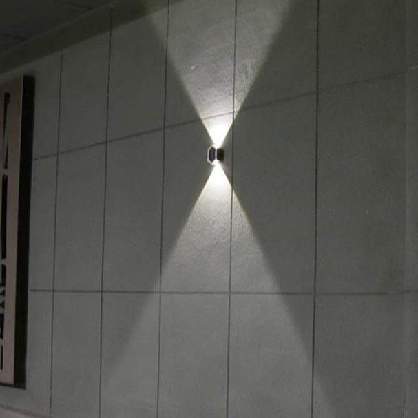 Outdoor Solar Oval Hexagonal Waterproof LED Patio Wall Sconce Lamp