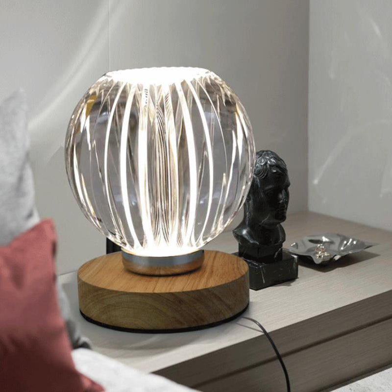 Modern Light Luxury Acrylic Round Ball USB Wireless Charging Touch LED Table Lamp