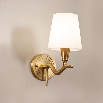 European Luxury Brass Swan Neck Glass 1/2 Light Wall Sconce Lamp