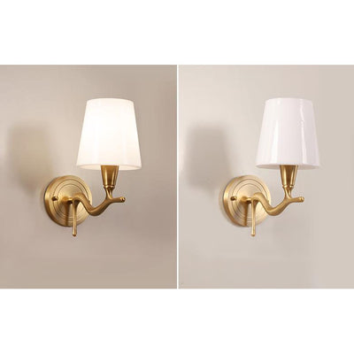 European Luxury Brass Swan Neck Glass 1/2 Light Wall Sconce Lamp